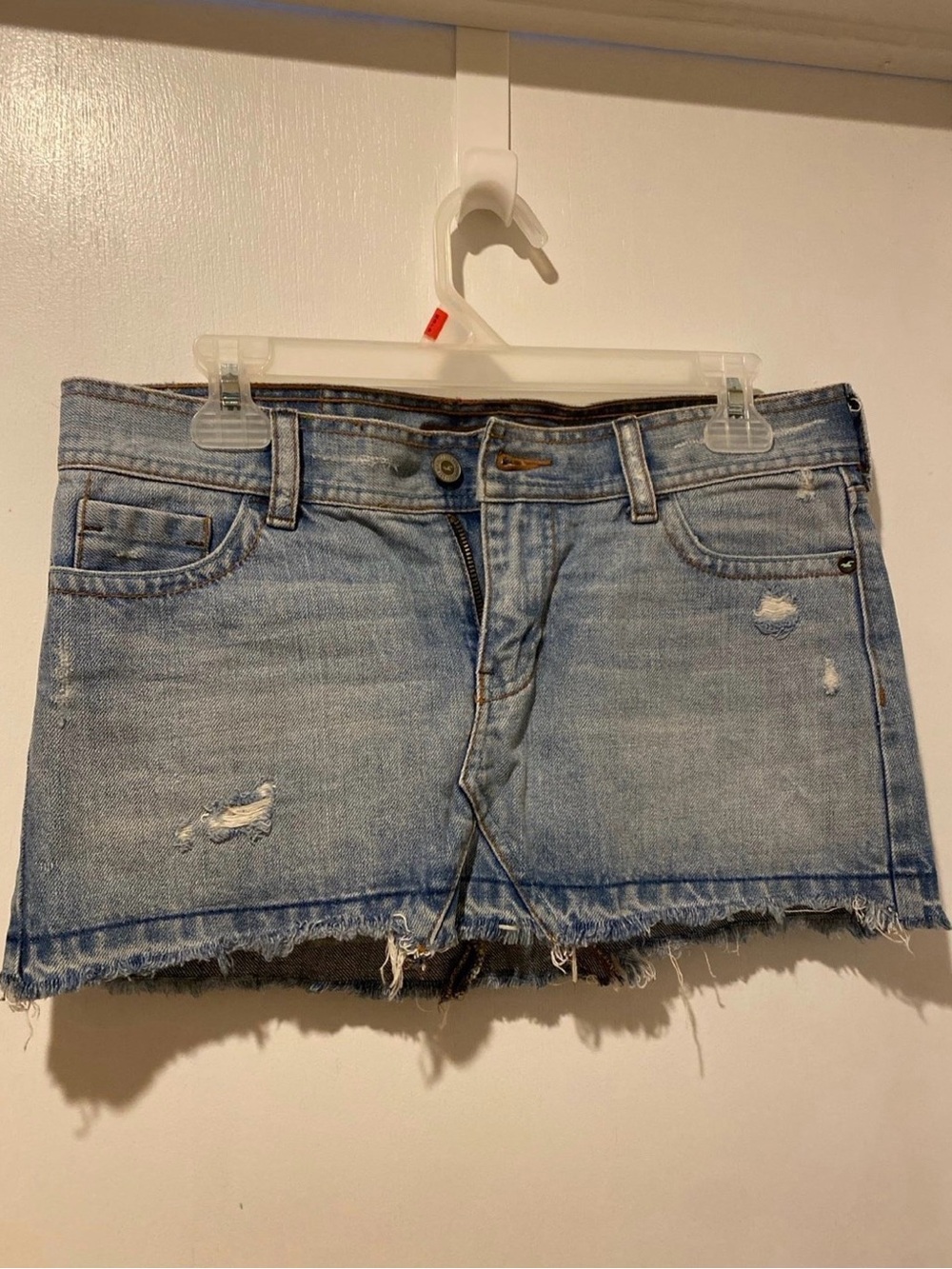 Hollister Light Blue Denim Mini Skirt - Women's Distressed Jean Skirt